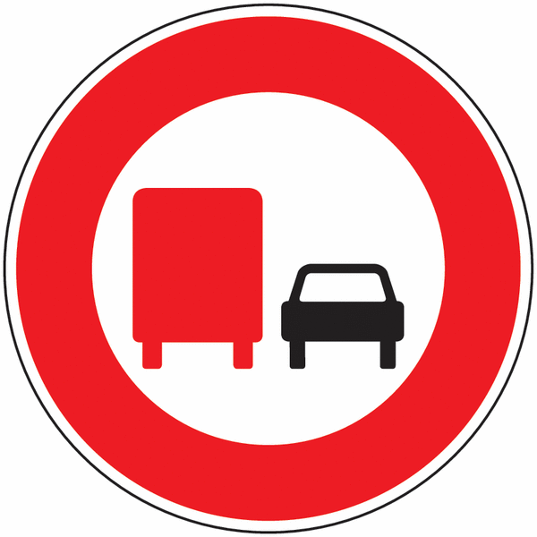 Panneau Alu Interdiction de dépasser aux camions