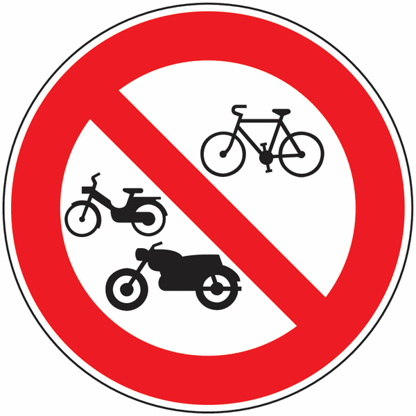 Panneau PVC Interdit aux vélos, motos et cyclomoteurs