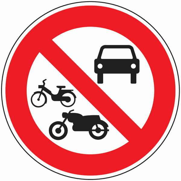 Panneau PVC Interdit aux voitures motos et cyclomoteurs