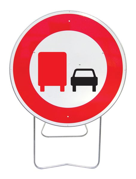 Panneau +pied solidaire Interdit aux camions de doubler