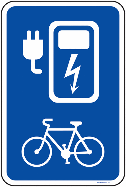 Panneau borne de recharge vélo fond couleur