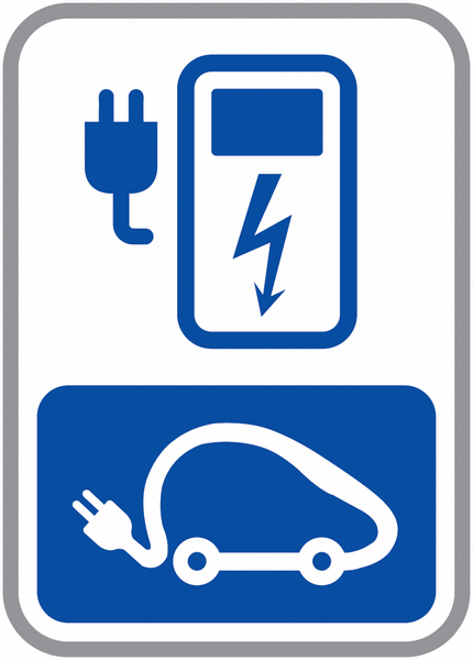 Panneau Alu Borne de recharge électrique fond blanc