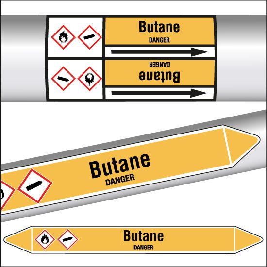 Marqueurs de tuyauterie CLP texte Butane