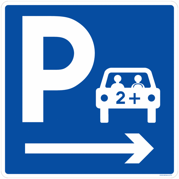 Panneau parking covoiturage avec direction