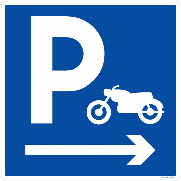 Panneau parking moto avec direction