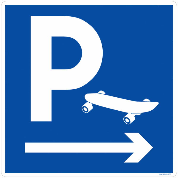 Panneau parking skateboard avec direction