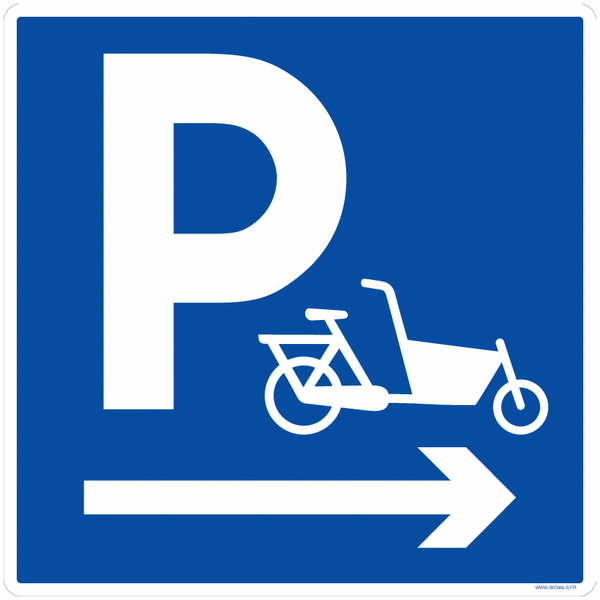 Panneau parking vélo cargo avec direction