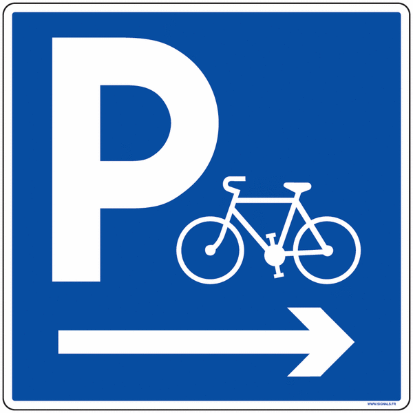 Panneau Parking vélo avec direction