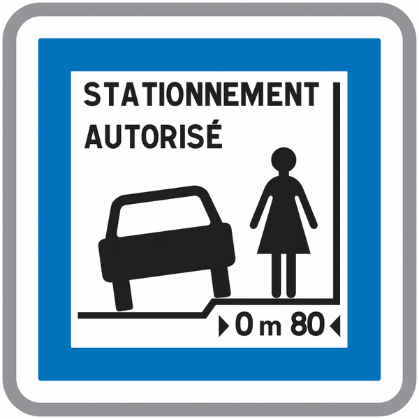Panneau Alu Stationnement autorisé + distance