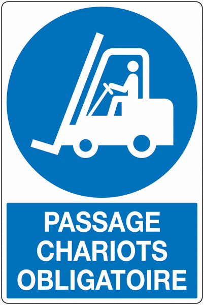 Panneau PVC Passage chariots obligatoire