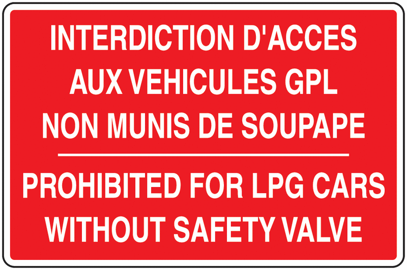 Panneau PVC Interdit véhicules GPL sans soupape