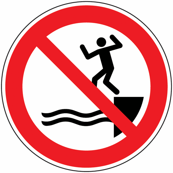 Panneaux ne pas sauter dans l'eau