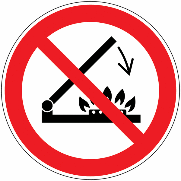Panneau interdit fermer le couvercle brûleurs allumés