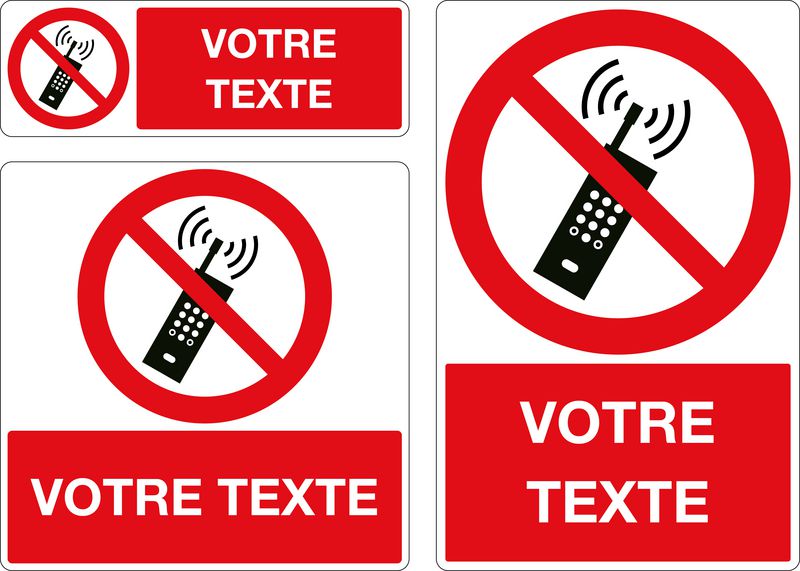 Panneau Téléphones portables interdits personnalisé