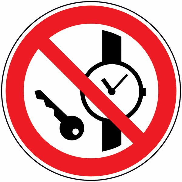 Panneau picto Objets métalliques ou montres interdits
