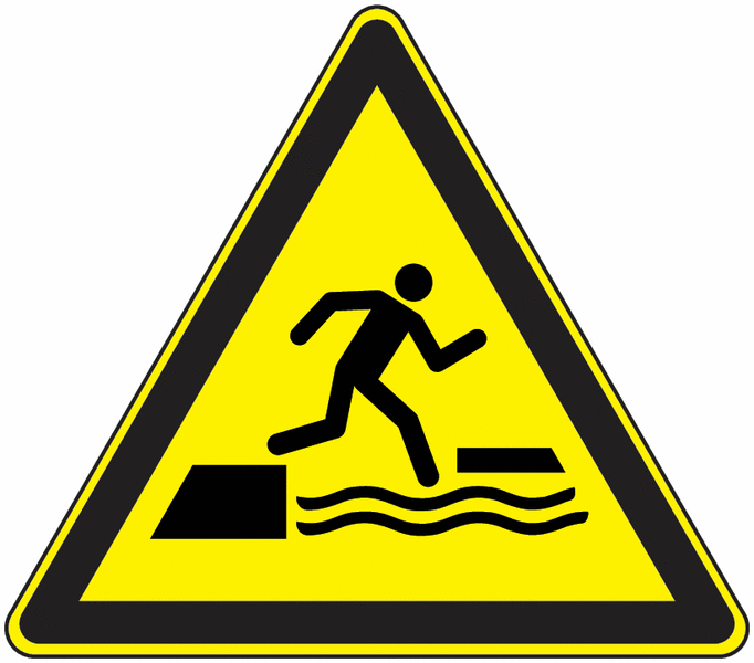 Panneau danger risque de tomber dans l'eau