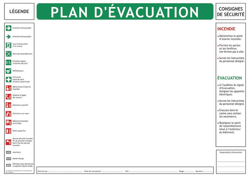 Fond de plan d'évacuation norme NF X 08-070