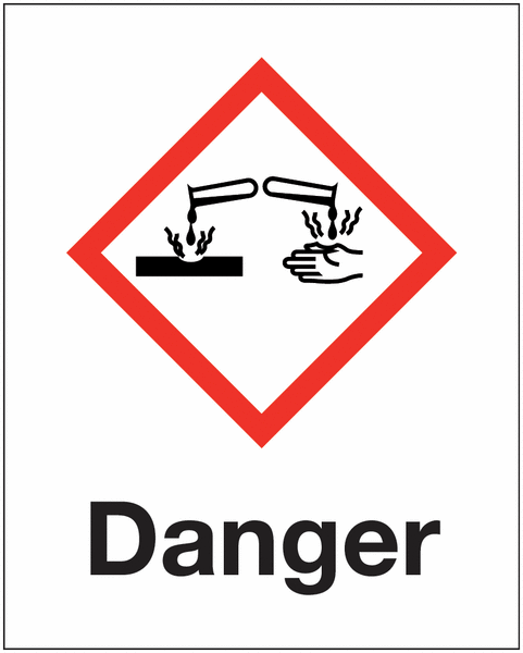 Planche étiquettes CLP Corrosif Danger