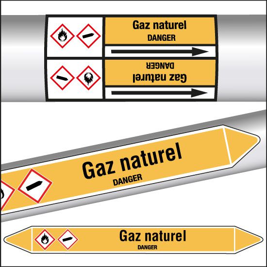 Marqueurs de tuyauterie CLP Gaz naturel