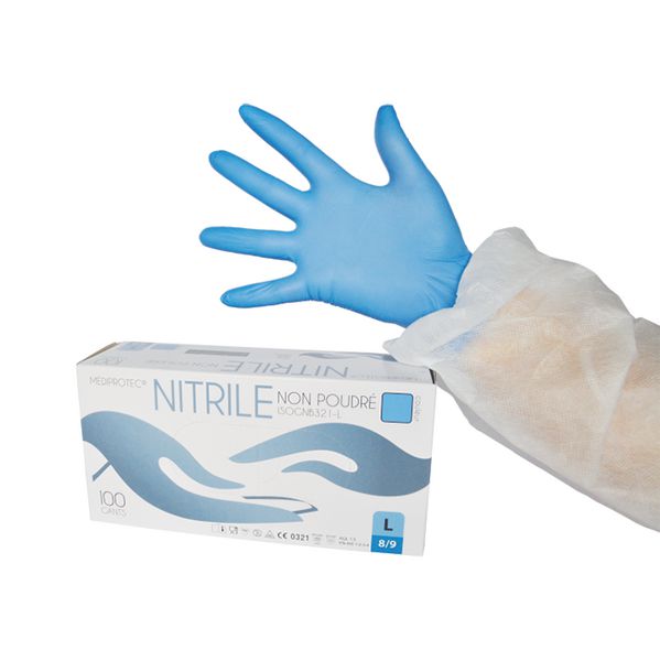 Boîte de 100 gants jetables nitrile non poudrés