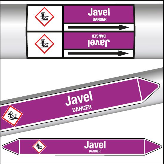 Marqueurs de tuyauterie CLP texte Javel