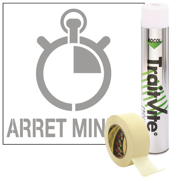 Kit Aérosols et Pochoir Logo et texte Arrêt minute
