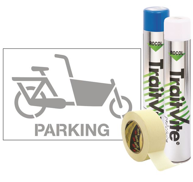 Kit Aérosols et Pochoir Parking vélo cargo