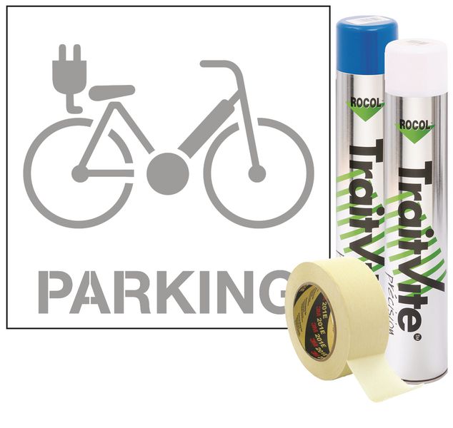 Kit Aérosols et Pochoir Parking vélo électrique