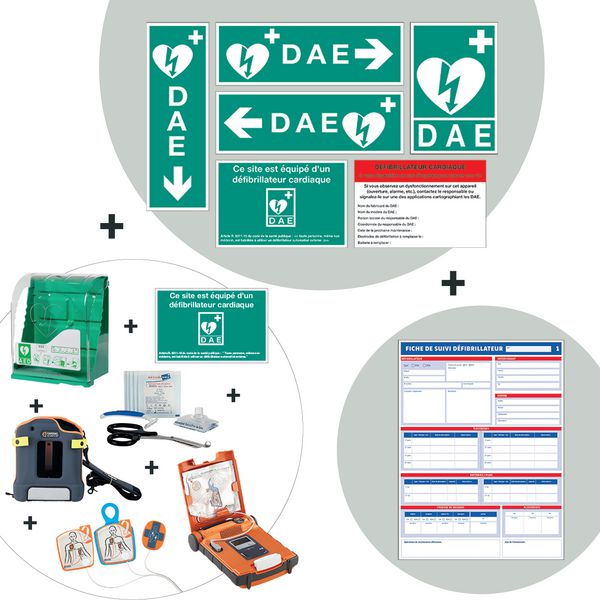 Kit complet défibrillateur et panneaux règlementaires