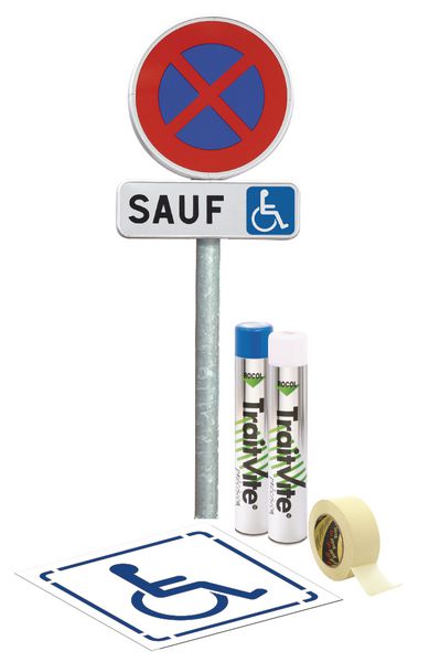 Kit Panneau et Pochoir Stationnement Handicapé
