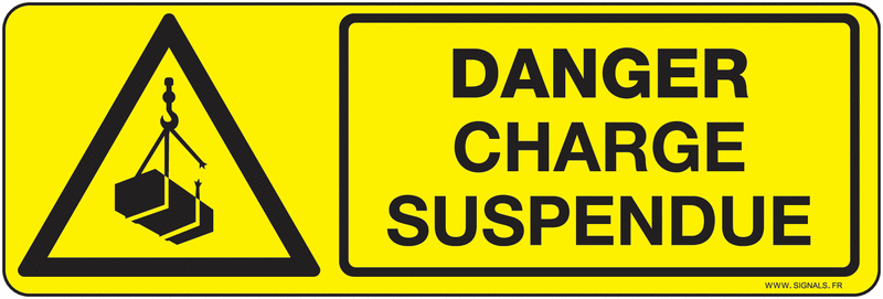 Panneaux Danger charge suspendue