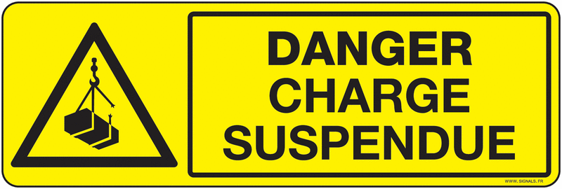 Panneaux Danger charge suspendue