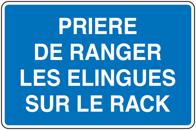 Panneau PVC Ranger élingues sur rack