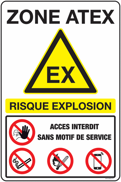 Panneaux Zone Atex risque d'explosion