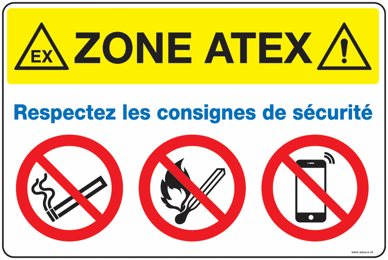 Panneaux Zone Atex avec consignes de sécurité