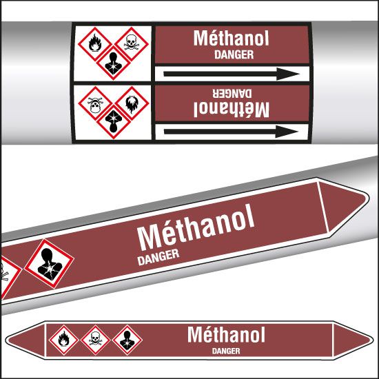 Marqueurs de tuyauterie CLP Méthanol inflammable
