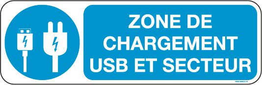 Panneaux zone charge USB et Secteur Picto et texte