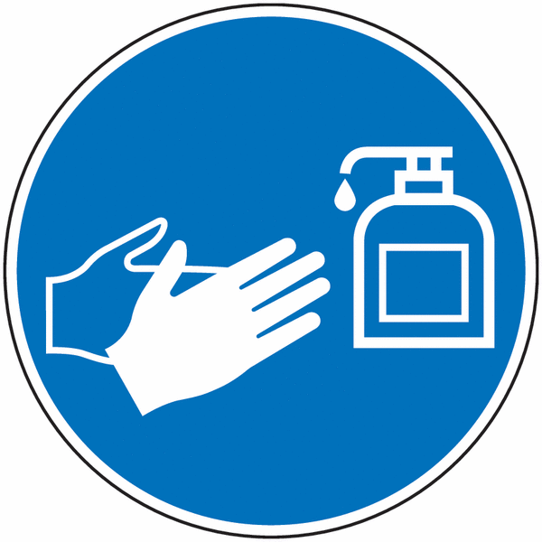 Panneau se laver les mains avec du gel hydroalcoolique