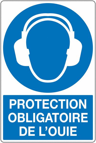 Panneau PVC Protection obligatoire ouie picto texte