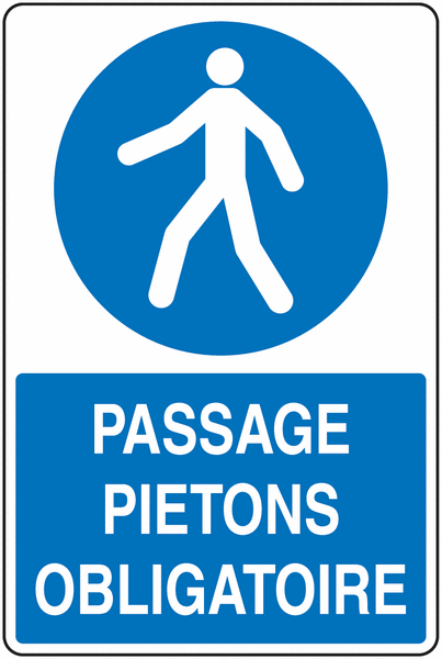 Panneau Alu/PVC/Alu Rétro Passage piétons obligatoire