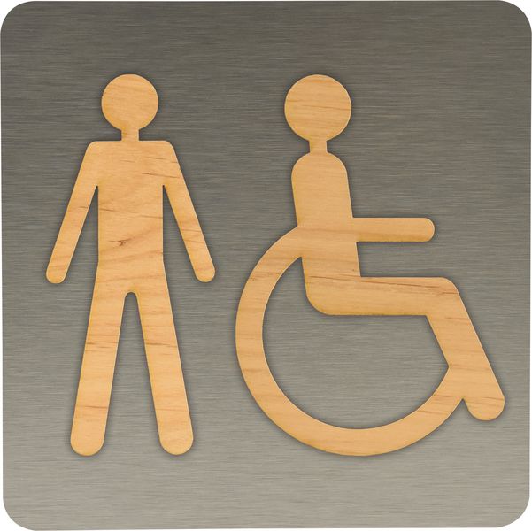 Plaque de porte en Alu/Bois Hommes handicapés