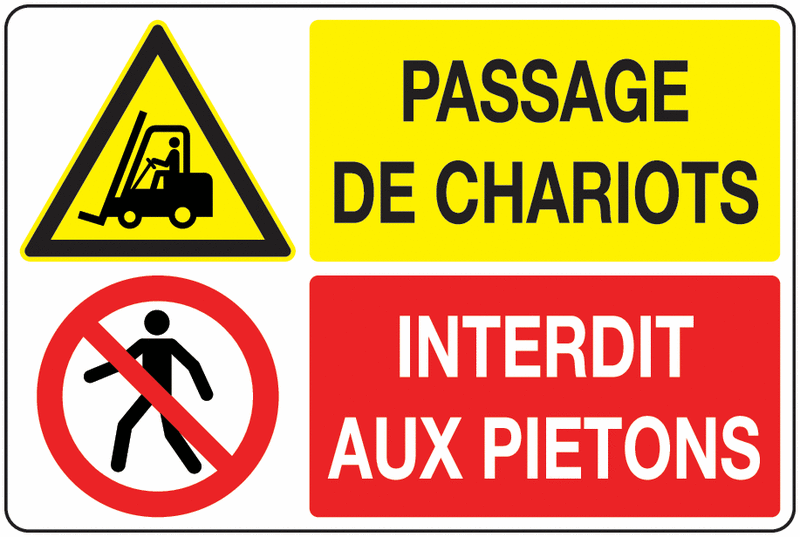 Panneaux PVC signaux combinés Passage de chariots