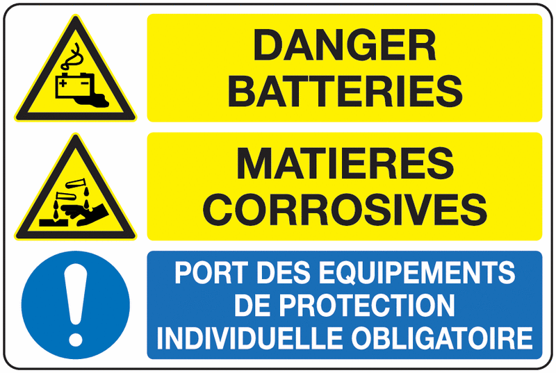 Panneaux PVC signaux combinés Danger batteries