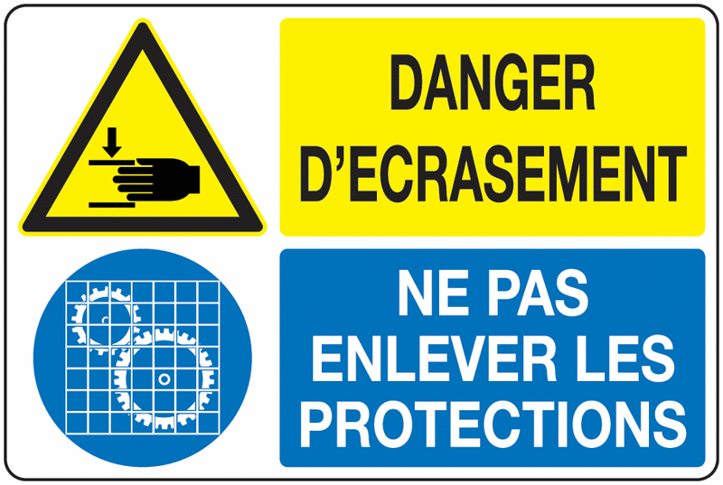 Panneaux PVC signaux combinés Danger d'écrasement