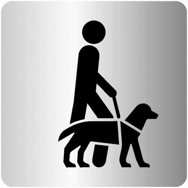 Plaque de porte ISO 7001 Access. chien guide d'aveugle