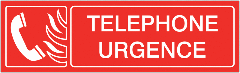 Plaque gravée avec symbole Téléphone d'Urgence