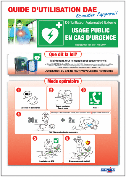 Poster d'information pour défibrillateur