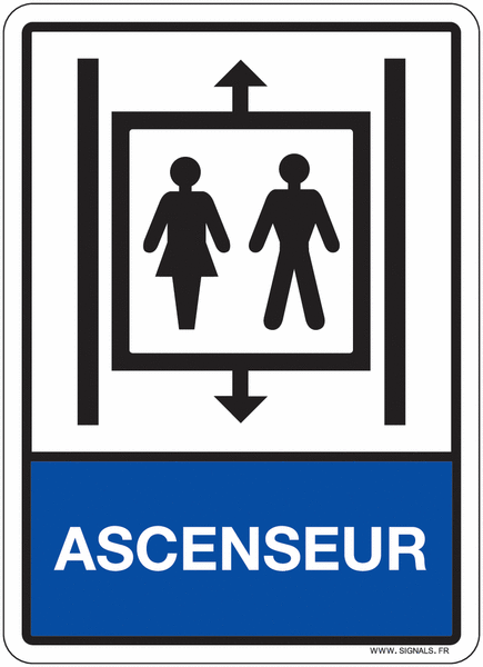 Plaque adhésive avec symbole Ascenseur