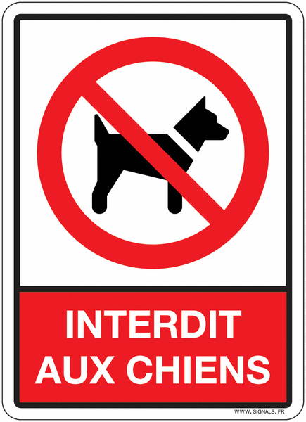 Plaque de porte Interdit aux chiens