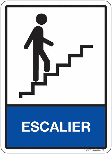Plaque de porte picto et texte Escalier